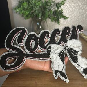 Soccer with Bow - Chenille Patch